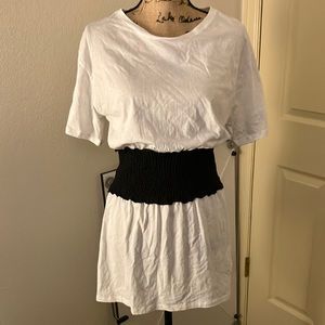Zara trafaluc cinched waist belted tee tshirt sexy chic spring summer large L